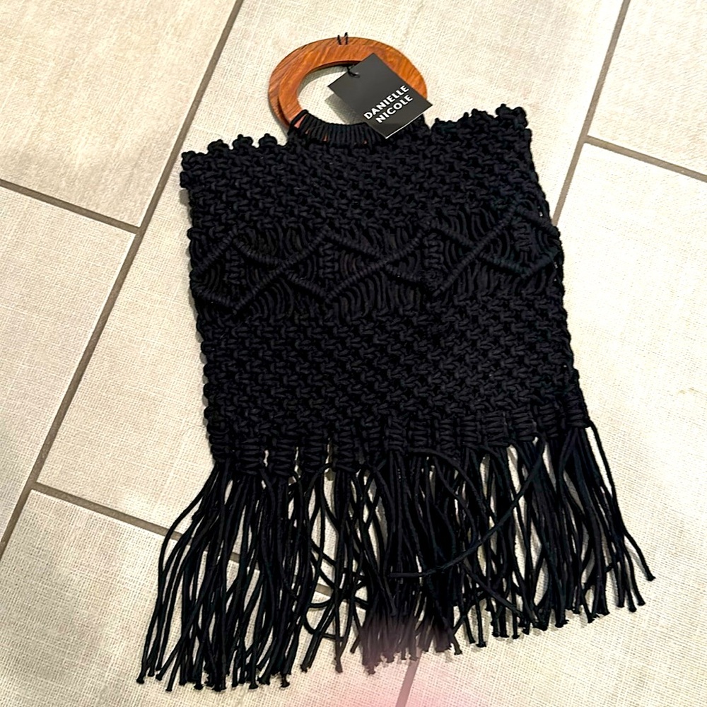 NWT black crochet handbag